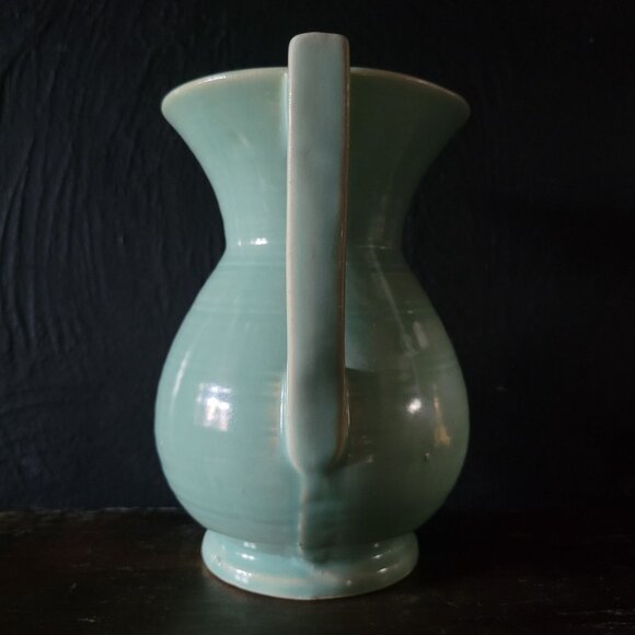 Vintage Light Green USA Pottery Pitcher With Flared Rim Design Marked #548 - Picture 2 of 7
